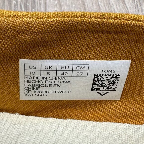 TOMS Shoes Womens 10 Spice Gold Embroidery Fruit Salad Classic Espadrille Yellow - Picture 12 of 12